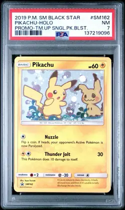 Pokemon Pikachu SM162 Sm Holo Promo PSA 7 - Image 1