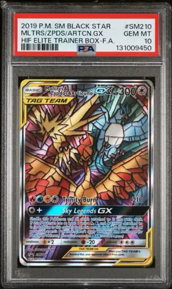 2019 Pokemon SM Promo Hidden Fates ETB: Full Art Moltres & Zapdos & Articuno GX - Image 1