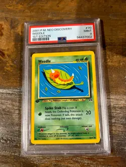 Pokemon 2001 Neo Discovery 1ST Edition WEEDLE #70 PSA 9 Mint RARE - Image 1