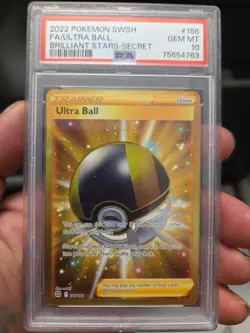 PSA 10 GEM MINT Ultra Ball 186/172 Brilliant Stars FA Secret Rare Holo Pokemon - Image 1