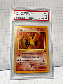1999 POKEMON FOSSIL 12/62 MOLTRES-HOLO 1ST EDITION PSA 7 NM - Image 1