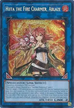 1x Hiita the Fire Charmer, Ablaze (Secr NM Eng YuGiOh - Quarter Century Stampede - Image 1