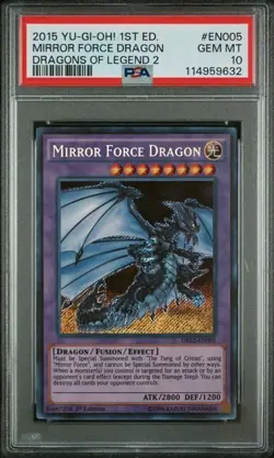 2015 Yu-Gi-Oh! Mirror Force Dragon DRL2-EN005 Secret Rare 1st Edition PSA 10 - Image 1