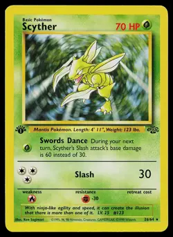 Pokemon Card - Scyther Jungle 26/64 Rare 1st Edition - Image 1