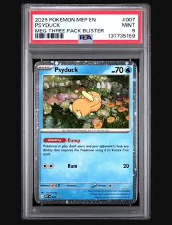 PSYDUCK BLACK STAR PROMO COSMOS HOLO #007 2025 POKEMON MEP MEGA EN PSA 9 MINT - Image 1