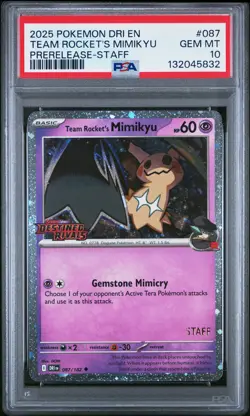2025 POKEMON DRI EN-DESTINED RIVALS #087 TEAM ROCKET'S MIMIKYU PSA 10 - Image 1