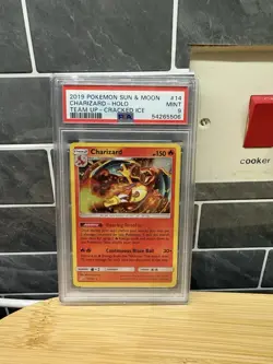 Pokemon Sun And Moon Team Up Charizard Cosmos Holo 14/181 Kanto Tin PSA 9 - Image 1