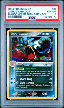 PSA 8 2004 Pokemon EX Team Rocket Returns Dark Gyarados Reverse Holo Foil 36/109 - Image 1