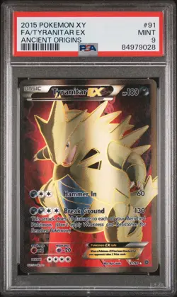 Pokemon Tyranitar EX 91/98 - Full Art - XY Ancient Origins 2015 - PSA 9 MINT - Image 3