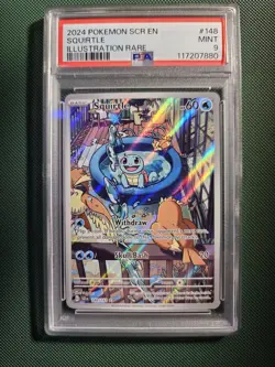 Pokemon Squirtle TCG Stellar Crown Illustration Rare Holo Card 148/142 PSA 9 - Image 1