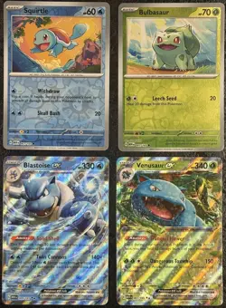 Pokemon Blastoise Ex-Venusaur Ex-Squirtle-Bulbasaur Cards (Set of 4) - Image 1