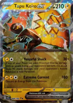 068/182 TAPU KOKO EX DOUBLE RARE PARADOX RIFT POKEMON CARD - Image 1