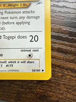 Pokemon TCG Togepi Card 56/105 Neo Destiny LP - Image 2