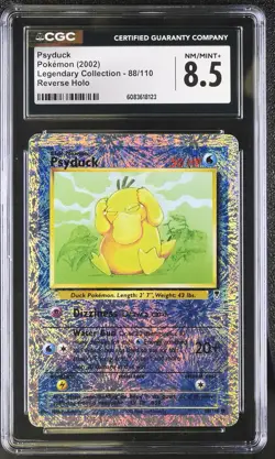 CGC 8.5 Psyduck 2002 Legendary (Collection) 88/110 Reverse Holo Pokemon Card - Image 1