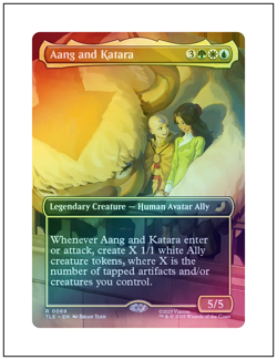 1x Aang and Katara, Foil Borderless Art, Magic the Gathering MTG NM - Image 1