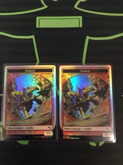 MTG Magic The Gathering Goblin Foil Token X2 UST Commander - Image 1