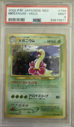 2000 POKEMON JAPANESE NEO #154 MEGANIUM-HOLO PSA 9 - Image 1