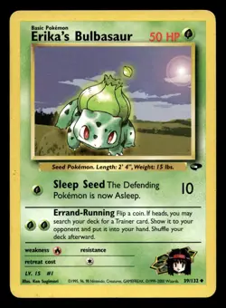 Erika's Bulbasaur 39/132 Uncommon Gym Challenge WOTC Pokemon LP - Image 1