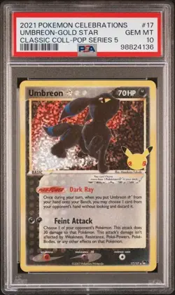 2021 POKEMON CELEBRATIONS CLASSIC COLLECTION #17 UMBREON-GOLD STAR PSA 10 - Image 1