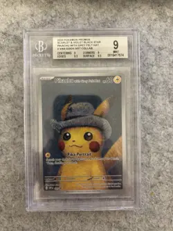 Pokemon Pikachu with Grey Felt HatVan Gogh Promo BGS 9 - Image 1