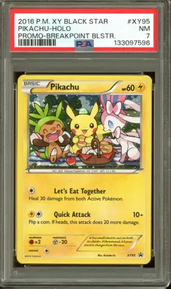 2016 POKEMON XY95 BLACK STAR PIKACHU NM PSA 7 BREAKPOINT - Image 1