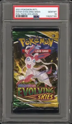 PSA 10 - 2021 Pokemon SWSH Evolving Skies SLYVEON Sealed Booster Pack (7165) - Image 1