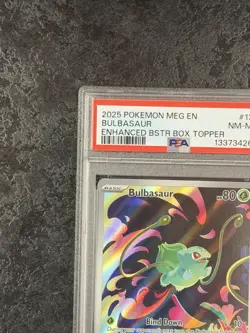 2025 POKEMON MEG EN BULBASAUR ENHANCED BSTR BOX TOPPER #133 NM-MT GEM 💎 PSA 8 - Image 2