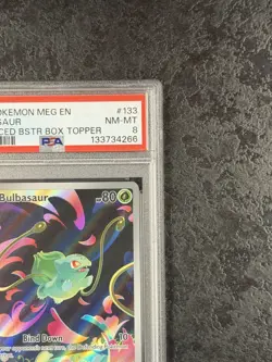 2025 POKEMON MEG EN BULBASAUR ENHANCED BSTR BOX TOPPER #133 NM-MT GEM 💎 PSA 8 - Image 3