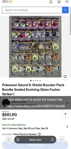 Pokemon Sword & Shield Booster Pack Bundle Sealed Evolving Skies Fusion Strike￼ - Image 2