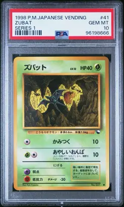 Zubat PSA 10 Gem Mint 1998 Pokemon Japanese Vending Series 1 #41 Glossy - Image 1