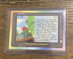 Pokemon TOPPS BLUE LOGO Ash Catches a Pokemon EP3 Holo FOIL TV Animation 2000 - Image 2