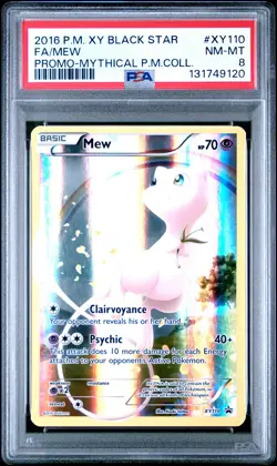 2016 POKEMON XY BLACK STAR PROMO MYTHICAL POKEMON COLL #XY110 FULL ART/MEW PSA 8 - Image 1