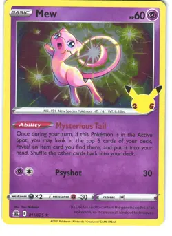 Pokemon TCG: Mew 011/025 Celebrations Holo 25th Anniversary edition - Image 1