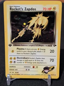 Rocket's Zapdos Gym Challenge 15/132 Holo 1st Edition Rare - Pokemon TCG CREASED - Image 1