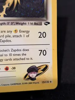Rocket's Zapdos Gym Challenge 15/132 Holo 1st Edition Rare - Pokemon TCG CREASED - Image 3