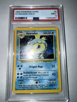 1999 Pokemon TCG Gyarados Base Set Holo Card 6/102 Unlimited Rare PSA 9 Mint - Image 1