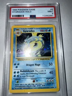 1999 Pokemon TCG Gyarados Base Set Holo Card 6/102 Unlimited Rare PSA 9 Mint - Image 2