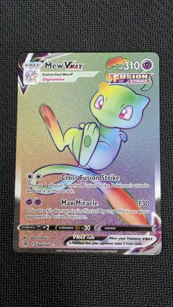Mew VMAX 268/264 Fusion Strike Full Art Rainbow Secret Rare Holo Pokemon Card NM - Image 1