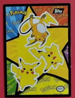 Topps Pokemon Pikachu Sticker Card Lot - 3 cards, 1999, Excellent Condition - Image 5