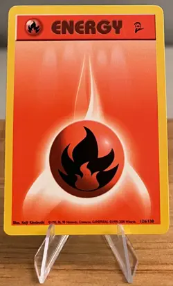Fire Energy Card Pokemon Non-Holographic Near Mint 126/130 Base Set 2 Year 2000 - Image 1