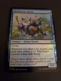 MTG Magic the Gathering Mischievous Mystic (47/763) Foundations NM FOIL - Image 1