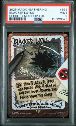2025 MTG SECRET LAIR DROP MARVEL'S DEADPOOL-FOIL #0869 BLACKER LOTUS PSA 9 - Image 1