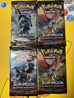 Pokemon TCG Sun & Moon Burning Shadows Booster Pack Lot of 4 - Image 1