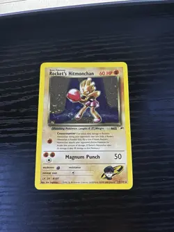 Pokemon TCG Rockets Hitmonchan Holo Rare 11/132 Gym Heroes Unlimited LP Swirl - Image 1