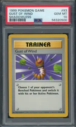 GUST OF WIND #93 PSA 10 1999 POKEMON WOTC SHADOWLESS BASE SET - Image 1