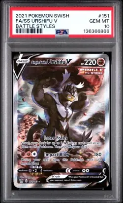 SS URSHIFU V ALT ART 2021 POKEMON SWSH BATTLE STYLES #151 PSA 10 GEM MINT - Image 1