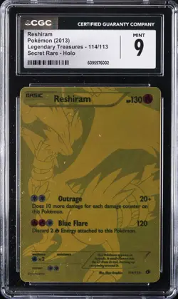 2013 POKEMON LEGEND TREASURES - SECRET RARE - HOLO #114/113 RESHIRAM CGC 9 - Image 1