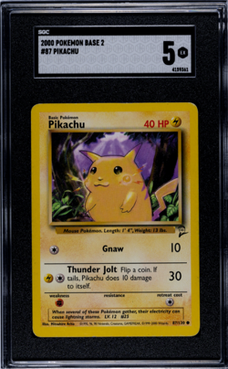 2000 Pokemon Base 2 #87 Pikachu SGC 5 - Image 1