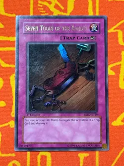 YUGIOH SEVEN TOOLS OF THE BANDIT ULTRA RARE 1ST EDITION HEAVY PLAY MRD-129 - Image 1