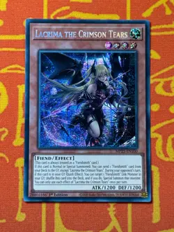 YUGIOH LACRIMA OF THE CRIMSON TEARS SECRET RARE 1ST EDITION NM MP25-EN100 - Image 1